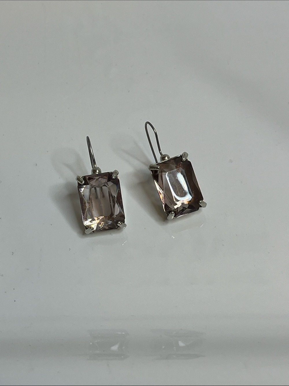 Silver-Tone Rectangular Light Crystal Drop Earrings - Women Jewelry - Picture 2 of 9